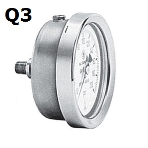 Model Q3 Gauge - 1/4" NPT Center-Back Connection